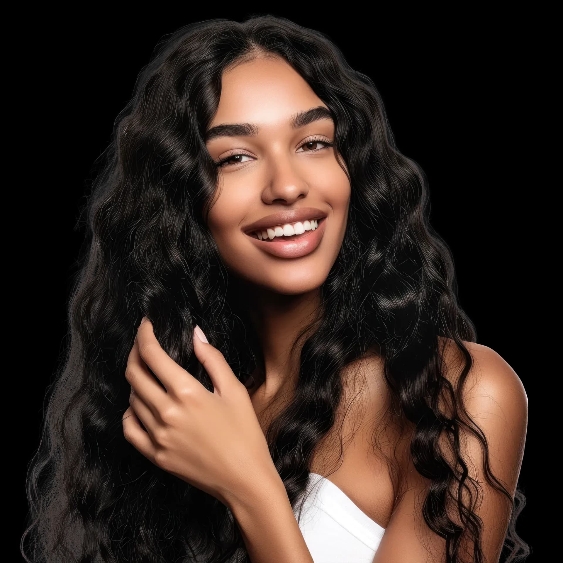 Woman with healthy, nourished natural hair